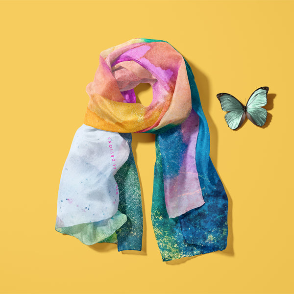 Lilac & Yellow Multi ABSTRACT Light Silk Twill Scarf 65.5cm x 148cm – Wendy  Bell Designs