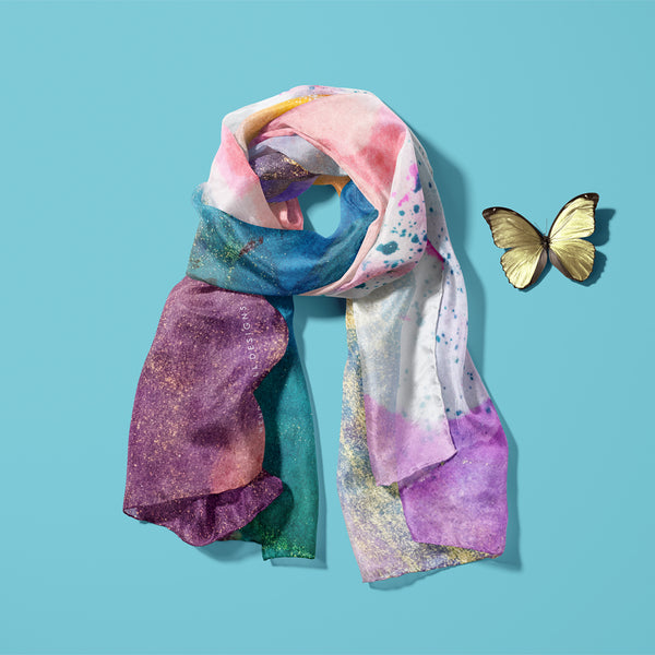 Lilac & Yellow Multi ABSTRACT Light Silk Twill Scarf 65.5cm x 148cm – Wendy  Bell Designs